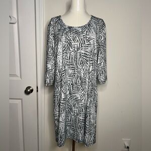 Reel Legends Keep It Cool Dress Large Black White Print Stretch Casual